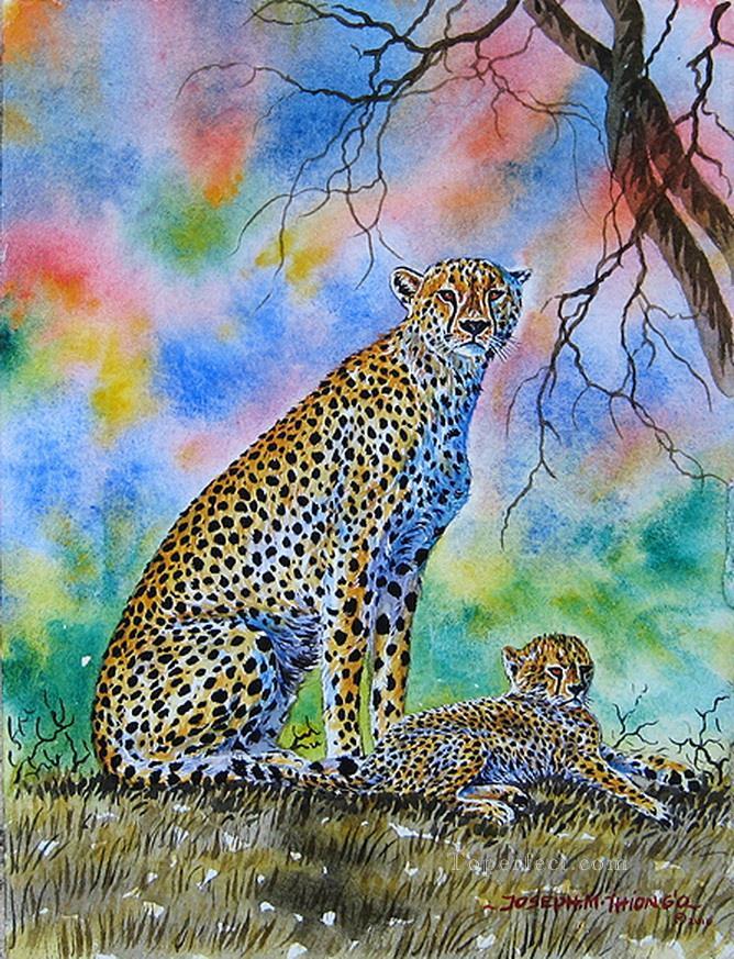 Cheetah and Cub African Oil Paintings